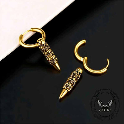 Stacked Skull Bullet Stainless Steel Earrings