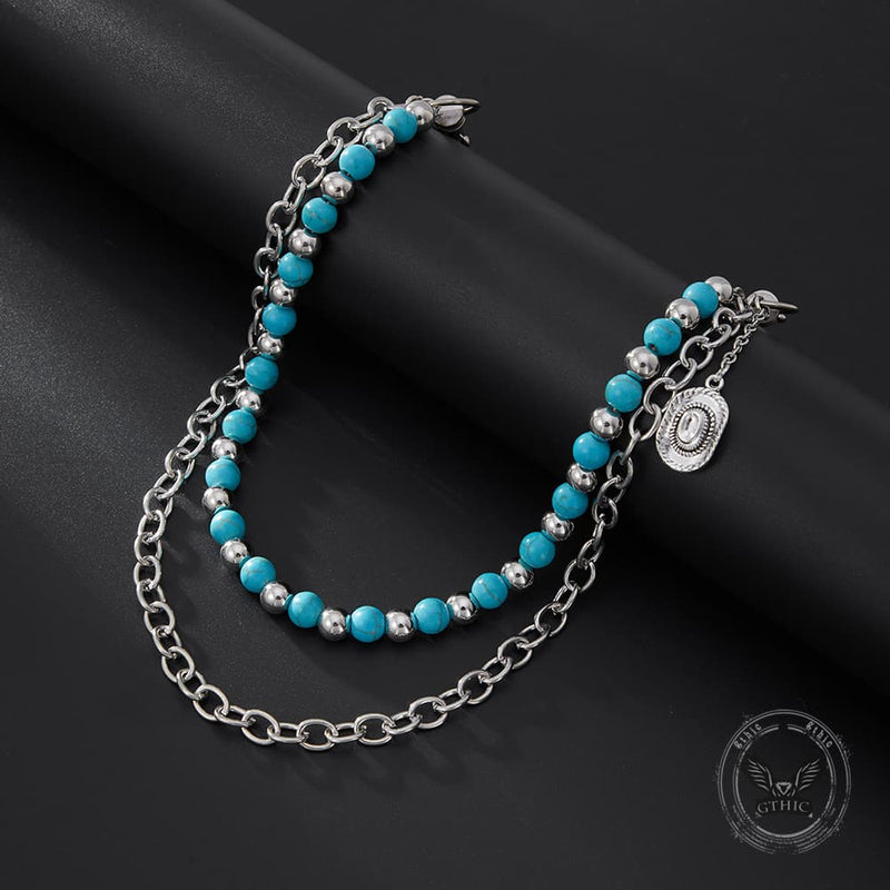 Turquoise Beaded Cowboy Hat Alloy Pants Chain