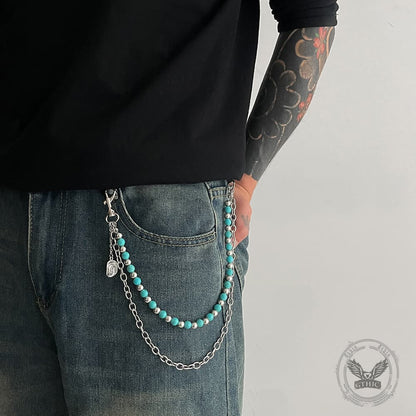 Turquoise Beaded Cowboy Hat Alloy Pants Chain