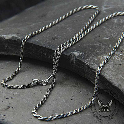 Twisted Cord Braided Sterling Silver Necklace