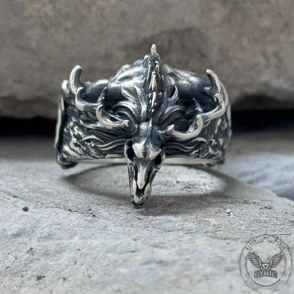 Wendigo Skull Sterling Silver Ring