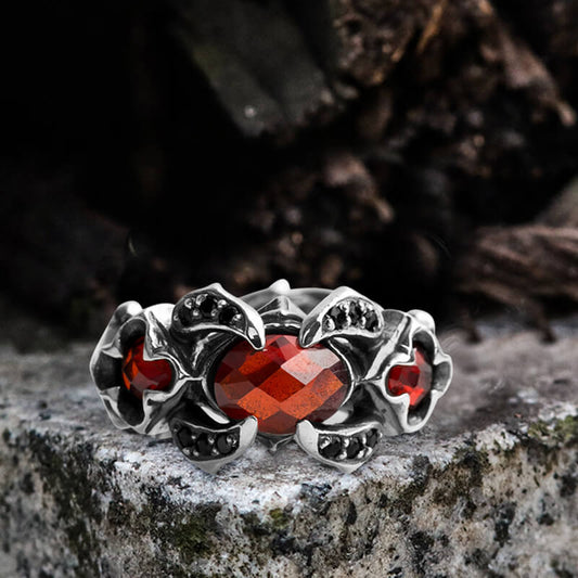 Zircon Sterling Silver Adjustable Gothic Ring