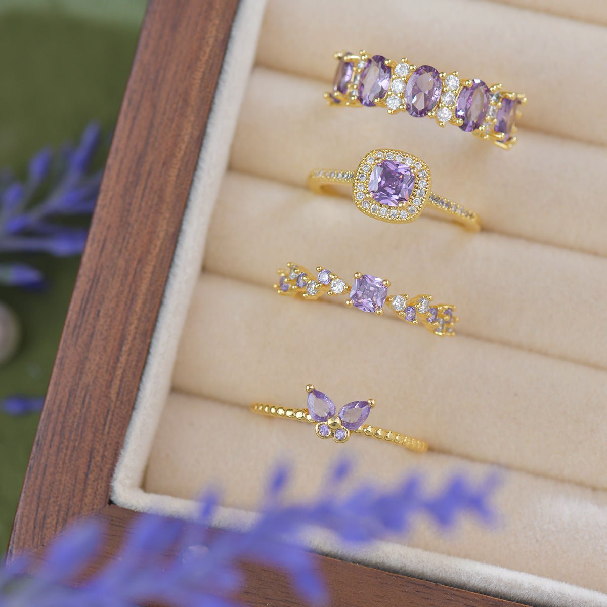 Violet Halo Ring