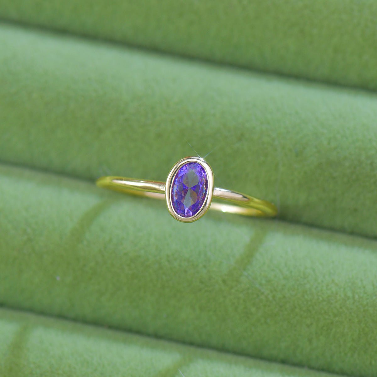 Violet Oval Bezel Ring