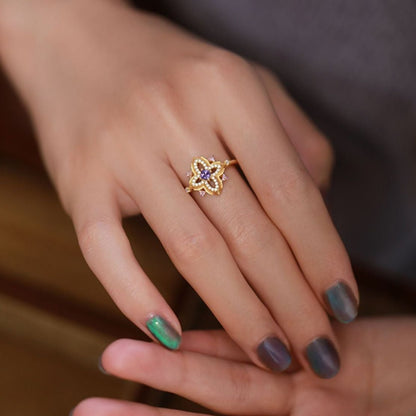 Violet Quatrefoil Ring