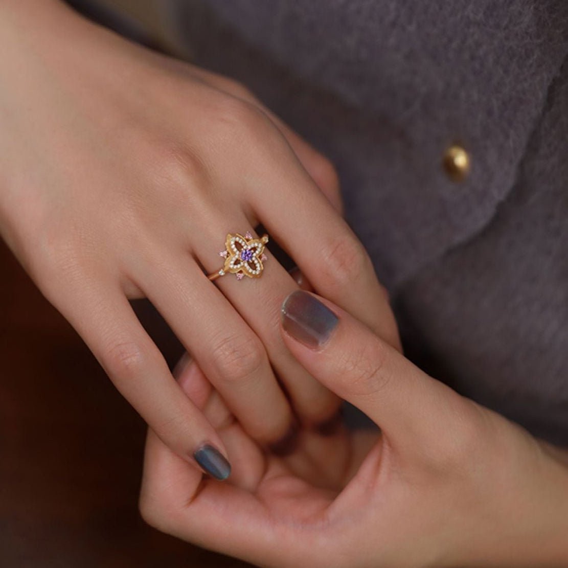 Violet Quatrefoil Ring