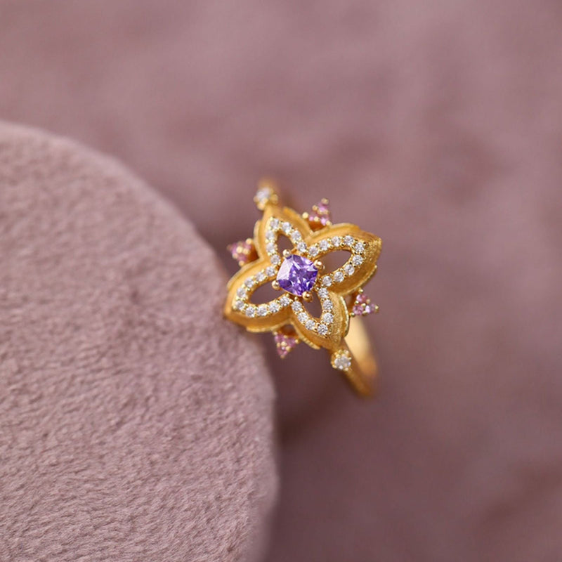 Violet Quatrefoil Ring