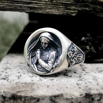 Virgin Mary Prayer Sterling Silver Ring