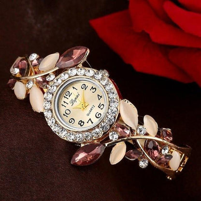 Crystal Leaves Bracelet Watch
