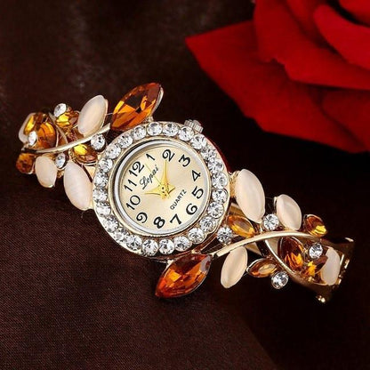 Crystal Leaves Bracelet Watch
