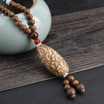Wenge Wood & Agate Balance Necklace for Peace & Protection