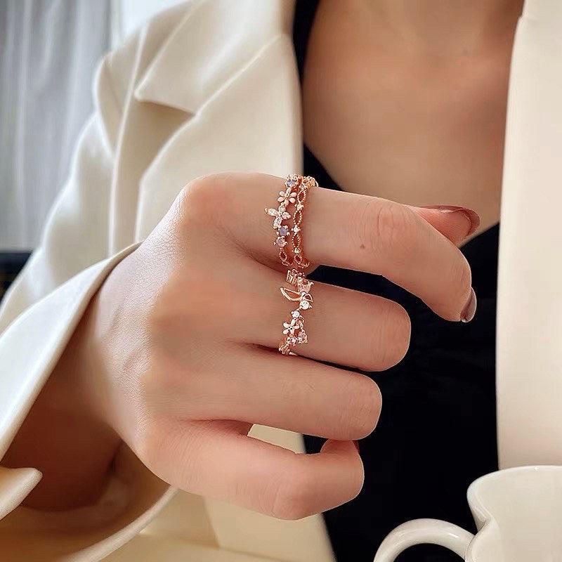 Vivian White Flower Butterfly Ring