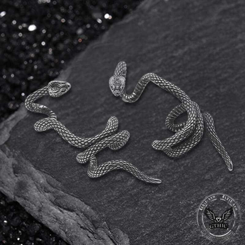 Winding Snake Stainless Steel Ear Cuffs