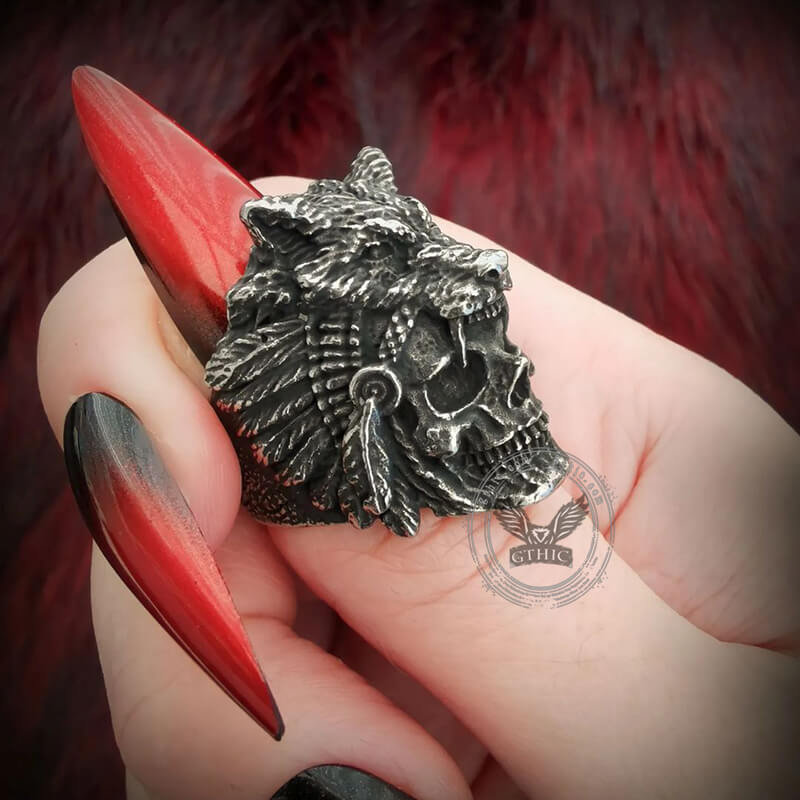 Wolf Head Stainless Steel Skull Ring