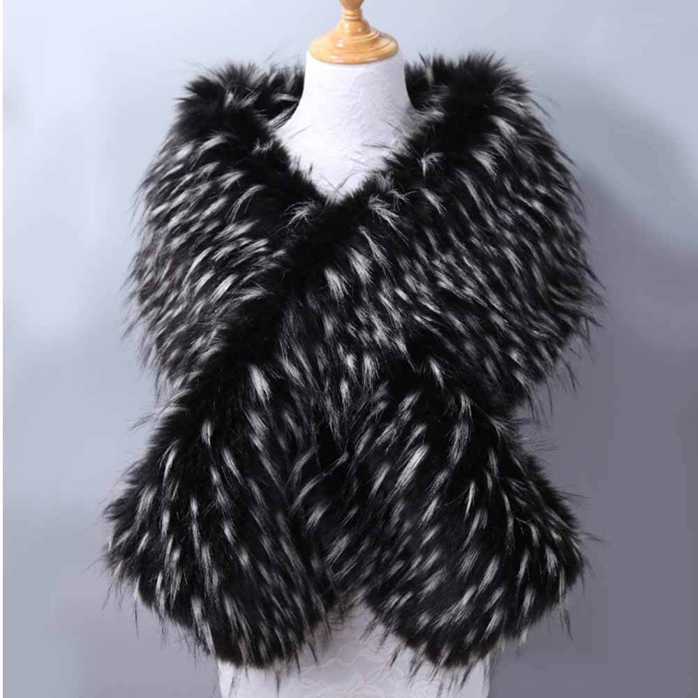 Faux Fur Evening Dress Plush Long Shawl