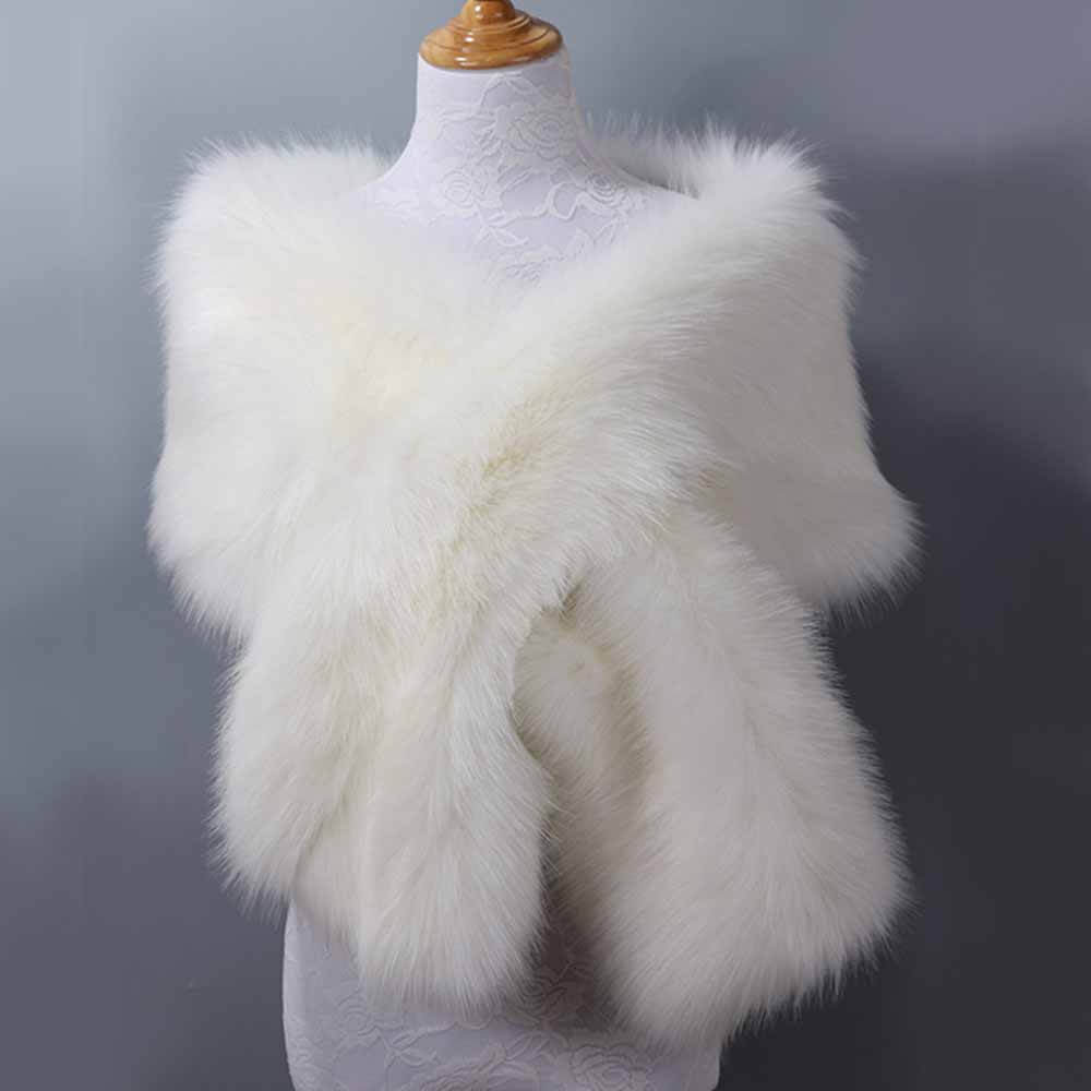 Faux Fur Evening Dress Plush Long Shawl