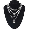 Moon Pendant in Gothic Style / Chain Necklace With Aluminium Lock Pendant