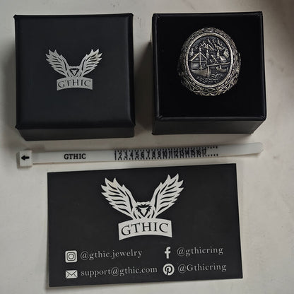 Wooden House Sterling Silver Viking Ring