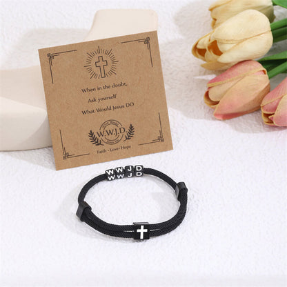 Wwjd Letter Cross Adjustable Nylon Bracelet
