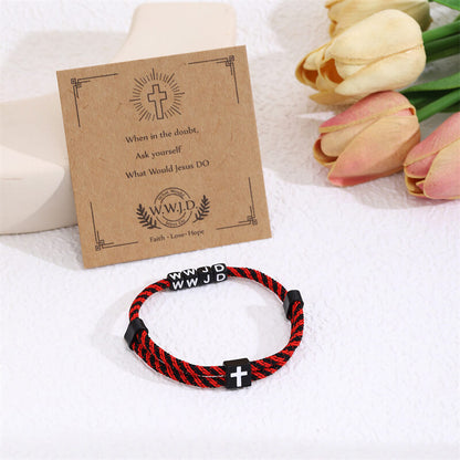 Wwjd Letter Cross Adjustable Nylon Bracelet