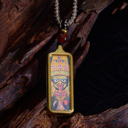 Yellow God of Wealth Nine-tailed Fox Spiritual Necklace Pendant