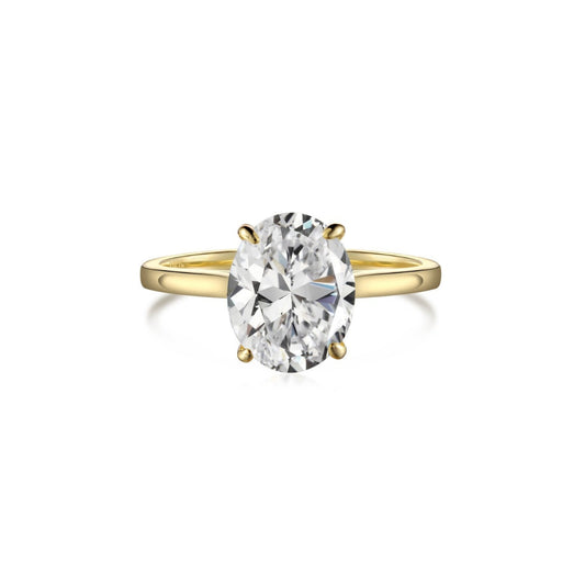 Round Sparkle Crystal 925 Sterling Silver Gold Ring
