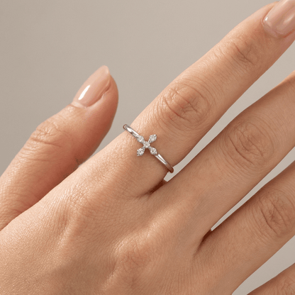 Silver Cross Glow Ring